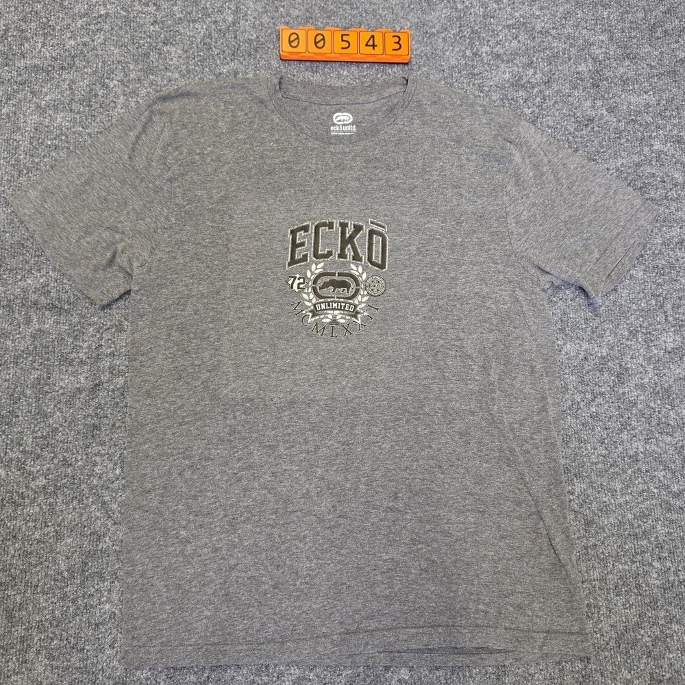 Gray Ecko Unltd. T-shirt with black logo and text Size Medium